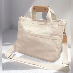 Beige Canvas Tote Bag
